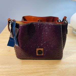 Dooney & Bourke Ostrich Mini Barlow Crossbody Plum Wine NWT